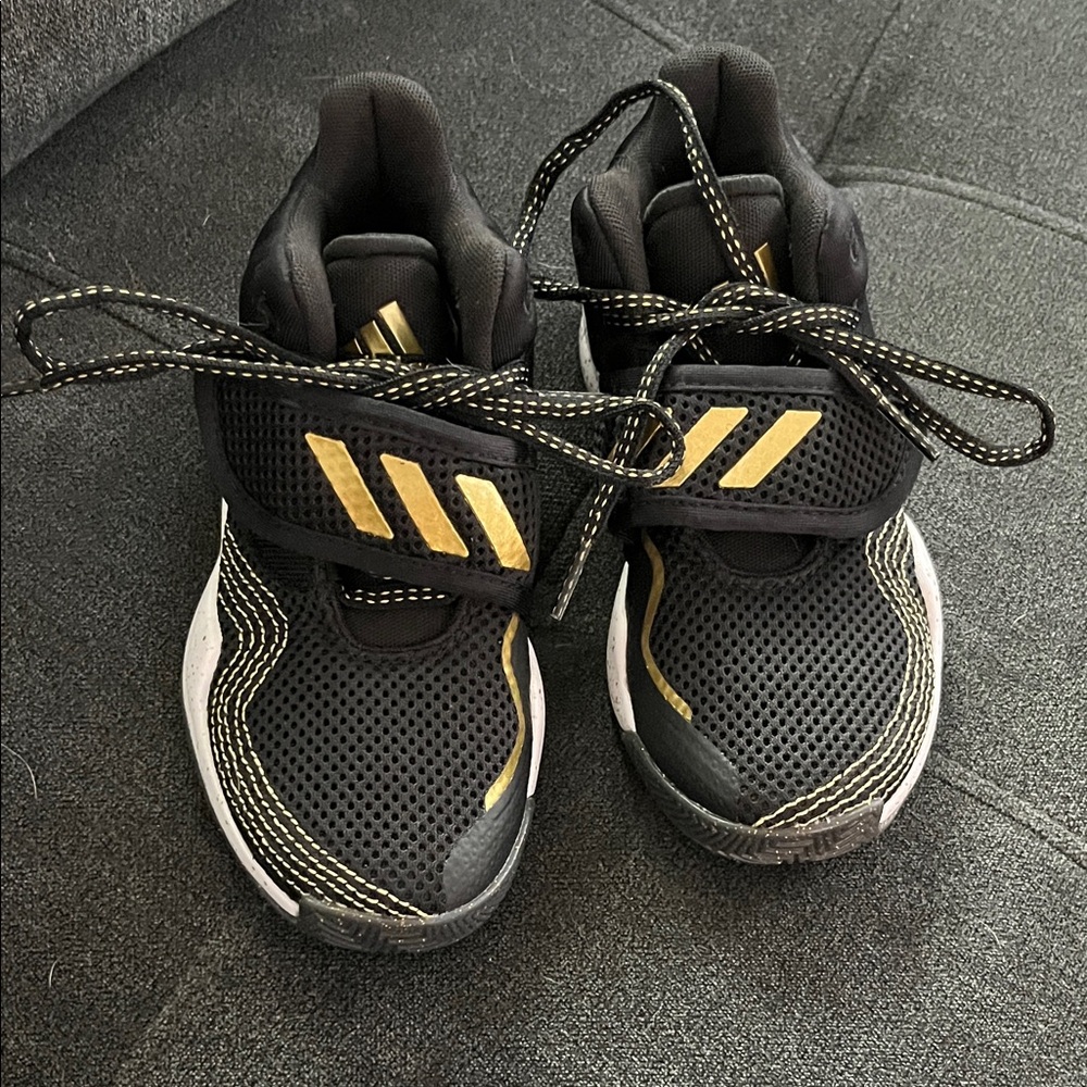 Adidas Kids Black and Gold Sneakers